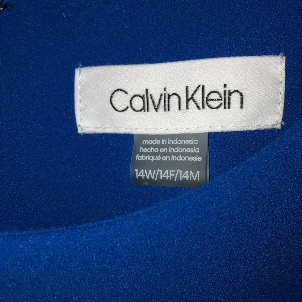 Calvin Klein sleeveless Electric Blue size 14W knee length cocktail dress - Picture 2 of 8